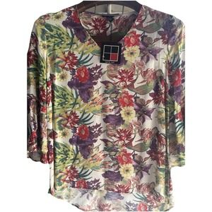 Claire Desjardinsby Carre Noir Large Floral  Pullover Art To Wear NWT Knit Flowy
